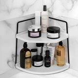 Banyo Rafı Çok Amaçlı Düzenleyici Tezgah Üstü Dekoratif 2 Katlı Raf | Çok Amaçlı Organizer Paslanmaz Çelik & Ahşap Stand – Salon, Mutfak, Banyo, Çalışma Alanı Için - Siyah - Beyaz