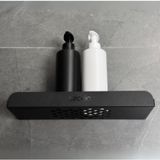 Banyo Rafı Duvara Monte Metal Düzenleyici Siyah Matkapsız Yapıştırıcı Modern Depolama (Siyah, Renkler)