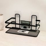 Banyo Rafı Metal Siyah Yapışkanlı Dikdörtgen -