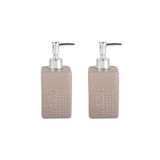 Banyo Seti Seramik Sıvı Sabunluk 2 Adet Bej Modern 7x7x17cm 300ml Bej