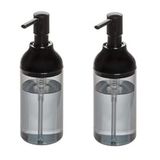 Banyo Seti Sıvı Sabunluk 2 Adet Füme Siyah Renkli Akrilik 8x8x16cm 360ml