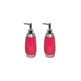 Banyo Seti Sıvı Sabunluk 2 Adet Gri Pembe Model Poliresin 6x5x22cm