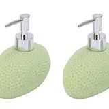 Banyo Seti Sıvı Sabunluk 2 Adet Yeşil Petek Desenli Poliresin 14x8x14cm 400ml