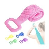Banyo Sırt Kesesi Çift Taraflı Silikon Duş Lifi Fırçası Sırt Kesesi 70 cm - Sarı - Yeşil - Pembe
