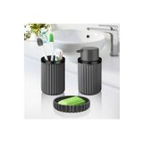 Banyo Takımı Diş Fırçalık Sıvı Sabunluk Katı Sabunluk 3 Lü Set Gri 3319 601 - C - GRİ