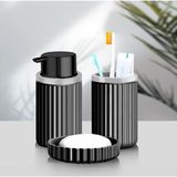 Banyo Takımı Diş Fırçalık Sıvı Sabunluk Katı Sabunluk 3 Lü Set Gri P-3319