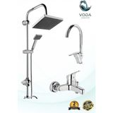Banyo ve Lavabo Batarya Seti – Siyah Krom Kare Duş, Baston Lavabo ve Krom Banyo Bataryası | Modern ve Şık Tasarım