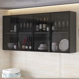 Banyo ve Mutfak için Duvara Monte Cam Dolabı - Tuvaletin üstünde saklama için modern çözüm, kahverengi/gri kaplama, oturma odası ve banyonun şık organizasyonu için.
