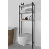 Banyo Wc Arkası Üstü Düzenleyici Raf Organizatör Havluluk Metal Gövde Banyo Rafı Beyaz
