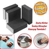 Banyo Wc Lavabo Taşı Mutfak Evye Musluk Kireç Yağ Kir Kazıma Temizleme Islak Kuru Sünger 4Lü Set