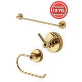 BanyomHome Altın Gold Paslanmaz Pirinç Karaca 3'lü Set - Havluluk-tuvalet Kağıtlığı Askılık