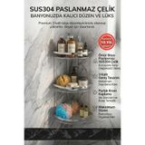 BanyomHome Clk Paslanmaz Çelik SUS304 Kalite Zerrin 3'Lü Şampuanlık Banyo Rafı