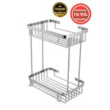 BanyomHome Krom Paslanmaz Çelik SUS304 Kalite Taci 2'Lİ Şampuanlık Banyo Rafı