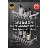BanyomHome Krom Paslanmaz Çelik SUS304 Kalite Taci 2'Lİ Şampuanlık Banyo Rafı