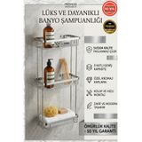 BanyomHome Krom Paslanmaz Çelik SUS304 Kalite Taci 3'Lü Şampuanlık Banyo Rafı