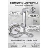 banyonatural Premium 1. Kalite Yuvarlak Spiralli Taharetmatik Seti - Krom Paslanmaz Çelik Hortumlu Taharet El Duşu