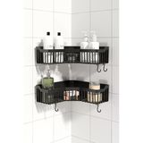 Banyor Yapışkanlı Banyo Köşeliği Rafı, 2'Li Banyo Düzenleyici, Duvar Duş Rafı Banyo Köşe Şampuanlık Siyah