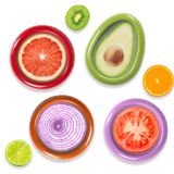BAOKUA Avokado Koruyucu ve Domates Tutucu - Buzdolabı için 4'lü Yeniden Kullanılabilir Saklama Kabı Seti - Sarımsak, Soğan, Limon ve Patates için İdeal