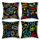 Bapcoku Oyun Yastık Kılıfı 4'lü Set Oyun Kumandası Kırlent Kılıfları 45,7 x 45,7 cm Oyun Odası Dekoru Oyuncu Hediyeleri Minder Kılıfı Erkek Çocuk Odası Yatak Odası Kanepe Kanepe Dekoratif Yastıklar için Siyah