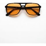 Bappir Horızon — Siyah Çerçeve Geometrik Aviator Güneş Gözlüğü – Turuncu Lens Unisex – UV400 - 01-Siyah