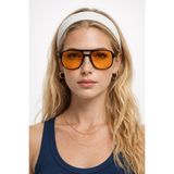 Bappir Horızon — Siyah Çerçeve Geometrik Aviator Güneş Gözlüğü – Turuncu Lens Unisex – UV400