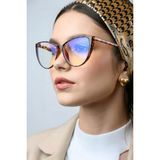 BAPPİR Mavi Işık Korumalı Cat Eye Gözlük Optik Uyumludur Blue Block Şeffaf Leopar Çerçeve