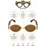 Bappir Uv Korumalı Siyah Çerçeve Oval Metal Çerçeve Kadın Güneş Gözlüğü Leopar Desenli - Renkli