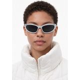 Bappir Zayra Gri Çerçeve Dar Oval Cat-Eye Güneş Gözlüğü – Siyah Lens – UV400 – Parlak Plastik - Gümüş