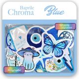 Baprile Mavi Renk Temalı Hologram Stickerlar 21 Adet Sticker Paketi Suya Dayanıklı Laptop Termos Telefon Etiket Seti - 1 x 5 cm