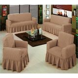 Baqdo Bürümcük 3+3+1+1 Koltuk ,kanepe ,çekyat Örtüsü, Lastikli Koltuk Kılıfı 3311 Takım - 180 x 230 cm - Vizon