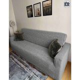 BAQDO Düz Jakarlı 3 Kişilik Açıkgri Kanepe Örtüsü | Lastikli Koltuk Örtüsü |çekyat Örtüsü| koltuk kılıfı 1 adet - 180 x 230 cm - Açık Gri