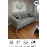 Baqdo Jakarlı Koltuk Örtüsü Kaliteli, Lastikli, Streç, Esnek, Çekyat, Kanepe Kılıfı Yıkanabilir 3lü (3 Kişilik) - 180 x 230 cm - Açık Gri