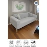 Baqdo Jakarlı Koltuk Örtüsü Kaliteli, Lastikli, Streç, Esnek, Çekyat, Kanepe Kılıfı Yıkanabilir 3lü (3 Kişilik) - 180 x 230 cm - Krem