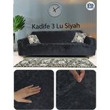 Baqdo Kadife 3 Kişilik Koltuk Örtüsü Streç Lastikli Esnek, Çekyat, Kanepe Kılıfı, Koltuk Örtüsü 1 Adet Siyah - Gri - 180 x 230 cm