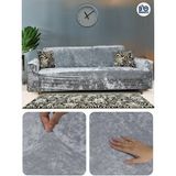Baqdo Kadife 3 Lu / 3 Kişilik Koltuk Örtüsü Streç Lastikli Esnek, Çekyat, Kanepe Kılıfı, Koltuk Örtüsü 1 Adet - Açık Gri - 180 x 230 cm