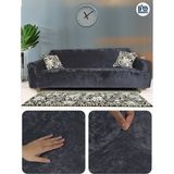 Baqdo Kadife 3 Lu / 3 Kişilik Koltuk Örtüsü Streç Lastikli Esnek, Çekyat, Kanepe Kılıfı, Koltuk Örtüsü 1 Adet - Antrasit - 180 x 230 cm