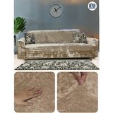 Baqdo Kadife 3 Lu / 3 Kişilik Koltuk Örtüsü Streç Lastikli Esnek, Çekyat, Kanepe Kılıfı, Koltuk Örtüsü 1 Adet - Kahve - 180 x 230 cm