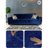 Baqdo Kadife 3 Lu / 3 Kişilik Koltuk Örtüsü Streç Lastikli Esnek, Çekyat, Kanepe Kılıfı, Koltuk Örtüsü 1 Adet - Petrol Mavi - 180 x 230 cm