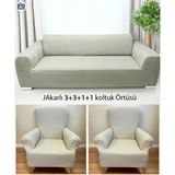 Baqdo Koltuk Örtüsü 3+3+1+1 Takımı Lastikli Esnek Yıkanabilir Çekyat Kanepe Kılıfı. - 180 x 225 cm - Krem