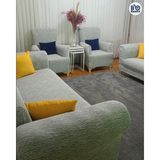 BAQDO Koltuk Örtüsü Jakarlı Düz Desen 3+3+1+1 Takımı Lastikli Esnek Yıkanabilir Çekyat Kanepe Kılıfı 3311 Taş krem - 180 x 230 cm