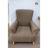 BAQDO Koltuk Örtüsü Kaliteli Pamuklu Jakarli Desen Çekyat-Streç Esnek Kanepe Kılıfı Yıkanabilir Tekli 1 Kişilik - 110 x 180 cm - Kahve
