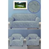 BAQDO Koltuk Örtüsü Sehra Desen 3+3+1+1 Takımı Koltuk Kılıfı Kanepe Kılıfı Lastili Esnek Yıkanabilir Kanepe örtüsü Sehra 3311 - 180 x 230 cm - Gri