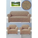 BAQDO Koltuk Örtüsü Sehra Desen 3+3+1+1 Takımı Koltuk Kılıfı Kanepe Kılıfı Lastili Esnek Yıkanabilir Kanepe örtüsü Sehra 3311 - 180 x 230 cm - Vizon