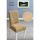 Baqdo Sandalye Örtüsü 6 Adet Likralı Yüksek Kaliteli ve Esnek Yıkanabilir Sandalye Kılıfı Pitikare - 35 x 50 cm - Açık Kahverengi