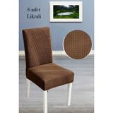 Baqdo Sandalye Örtüsü 6 Adet Likralı Yüksek Kaliteli ve Esnek Yıkanabilir Sandalye Kılıfı Pitikare - 35 x 50 cm - Koyu Kahve