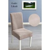 Baqdo Sandalye Örtüsü 6 Adet Likralı Yüksek Kaliteli ve Esnek Yıkanabilir Sandalye Kılıfı Pitikare - 35 x 50 cm - Vizon