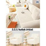 Baqdo Tuğla Desen Lastıklı Koltuk Örtüsü Takımı 3+3+1+1 Streç Esnek Çekyat Kanepe Kılıfı Yıkanabilir Koltuk Koruyucu 3311 - 180 x 230 cm - Açık Krem