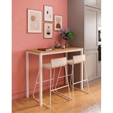 Bar Masası Meşe Tablalı 116x45x92cm Mutfak Masası & Kahve Köşesi Masası Beyaz Meşe