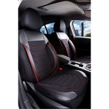 Bar Oto Tuning Ford Connect Lüks Oto Koltuk Kılıfı Arka 2+1 Parçalı Deluxe Siyah Kırmızı - Siyah - Kırmızı