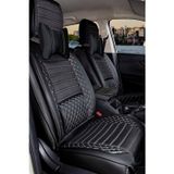 Bar Oto Tuning Ford Tourneo Courier Hafif Ticari Uyumlu Premium Serisi Deri Siyah Beyaz Oto Koltuk Kılıfı 5Li Set